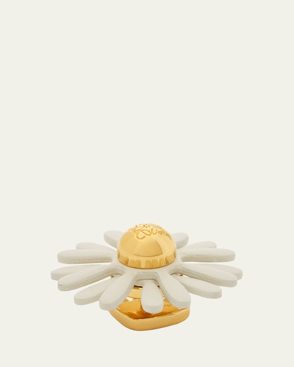 Flower Pin in Brass and Calfskin